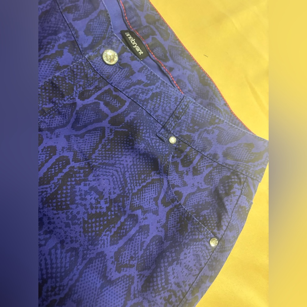 Lane Bryant Women Size 18 Skinny Jeans Snake Print Purple Blue Black Pants - Picture 11 of 16
